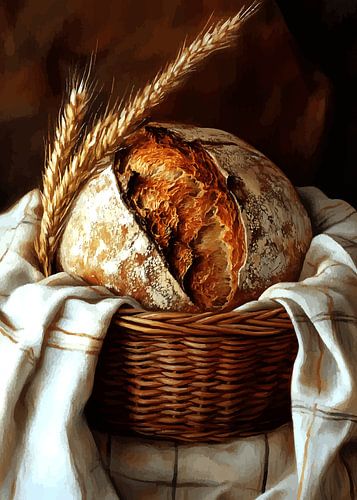 Vers gebakken zuurdesembrood in een mandje