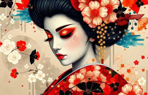 Japanese abstract art Geisha