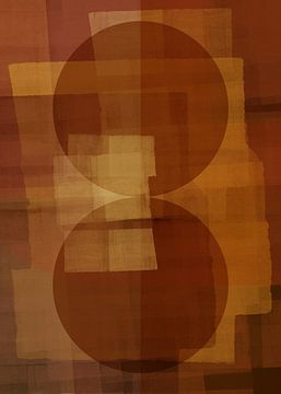 Moderne abstracte vormen in warm bruin, terra en donkergeel. van Dina Dankers