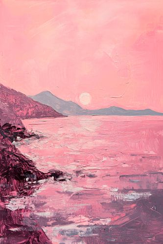 Roze schemering aan zee