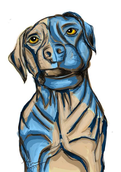 stylized color dog potrait by Salma Mutiara