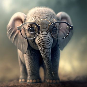 Mini elephant with glasses by Natasja Haandrikman