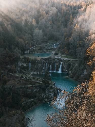 Plitvice Lakes in Autumn – Waterfalls Poster