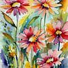 Gänseblümchen Aquarell Blumenmalerei von MIROKKU
