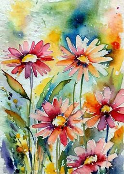Daisy Watercolor Flower Painting