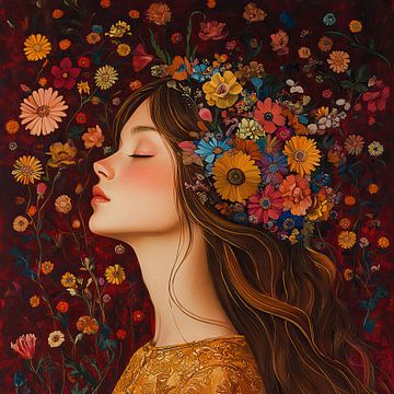 Flower Crown | Flower Woman by Eye catching paintings