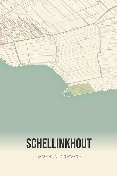 Vieille carte de Schellinkhout (Hollande du Nord) par Affiches de lieux