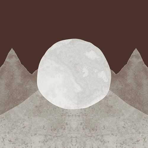 Maan en bergen in aardkleuren