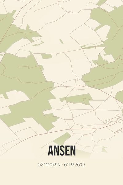 Carte ancienne d'Ansen (Drenthe) par Affiches de lieux