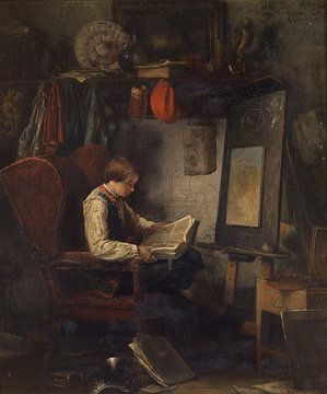 Jeune artiste dans un atelier, Ferdinand De Braekeleer II, 1851 sur Atelier Liesjes