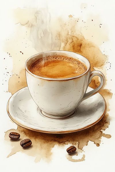 eine heiße Tasse Kaffee oder Cappuccino Illustration von Egon Zitter