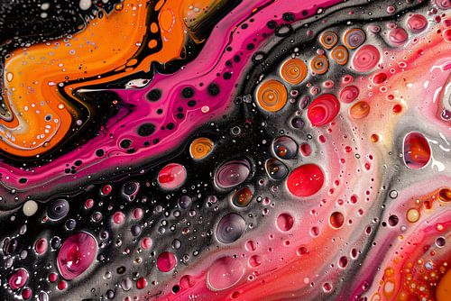 Abstract kunstwerk met kleurrijke bellen en vormen