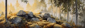 Natur mit Steinen | Nebellandschaft von Kunst Laune