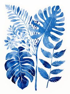 Feuilles bleu indigo