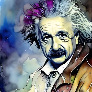 Albert Einstein kleurrijk van Harmanna Digital Art