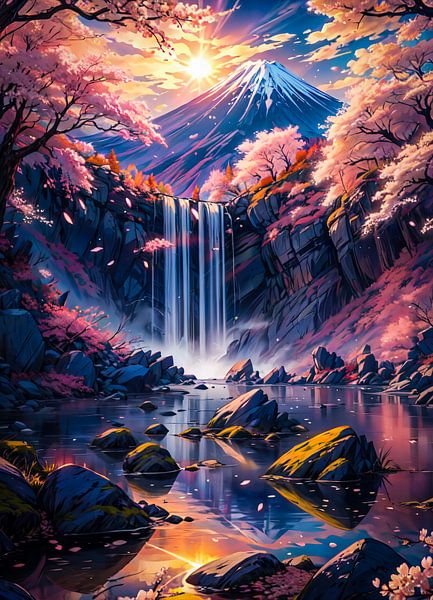 Fleur de cerisier Sakura avec le mont Fuji en arrière-plan par Ruzerin