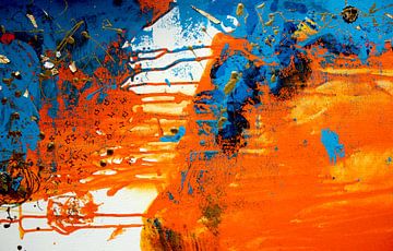 Abstract oranje blauw schilderij kunst van C. Catharina