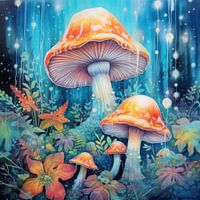 Enchanting Mushrooms in Vivid Hues