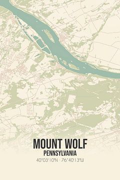 Vintage landkaart van Mount Wolf (Pennsylvania), USA. van Rezona