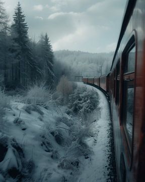 Nostalgische treinreis in de sneeuw van fernlichtsicht
