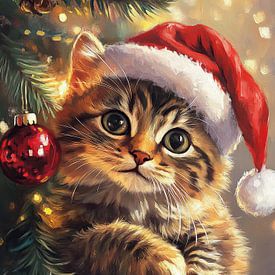 Christmas kitten | Fluffy Cat Christmas party by Wonderful Art