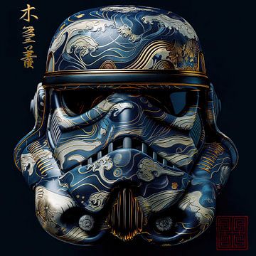 Stormtrooper helm Katsushika Hokusai van Rene Ladenius Digital Art