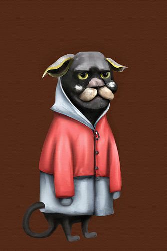 Portrait amusant d'un chien en veste à capuche