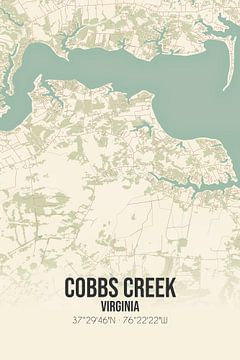 Alte Karte von Cobbs Creek (Virginia), USA. von Rezona