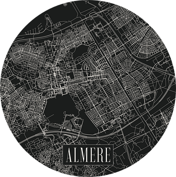 Stadskaart Almere - Stad - Donkere variant - Plattegrond van Locus Studio