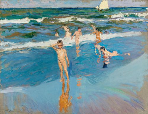Kinderen in de zee, het strand van Valencia, Joaquín Sorolla