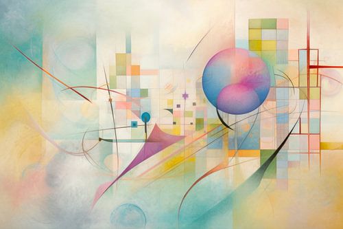 Abstract, pastel, vormen en lijnen