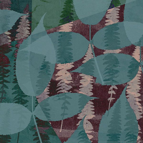 Fairytale forest. Leaves collage. Botanical abstract art by Dina Dankers