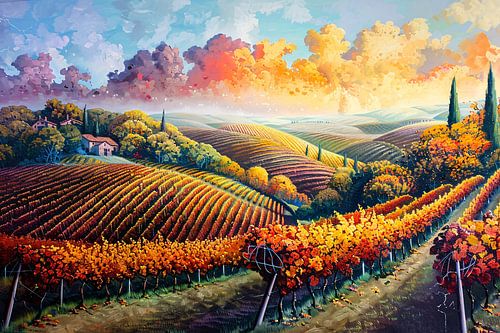 Herfstlandschap met Wijngaard