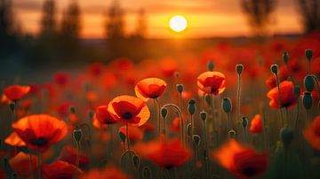 Poppies in the sunset by Creavasis