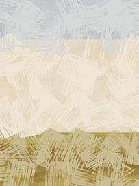 Abstract landscape in warm sand beige, moss green and cool soft grey by Dina Dankers