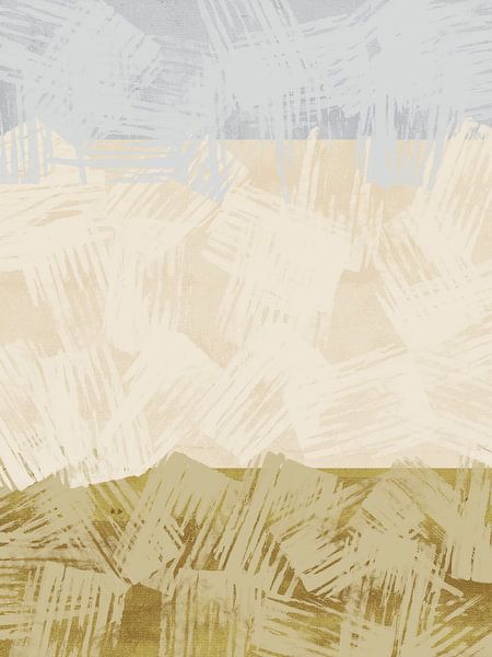 Paysage abstrait en beige sable chaud, vert mousse et gris doux froid par Dina Dankers