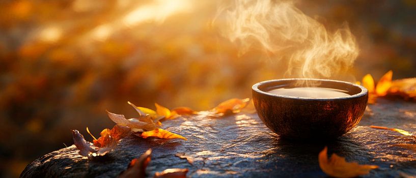 Dampfbowl mit Herbstblättern von Poster Art Shop