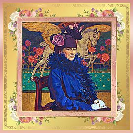 S.F. Rosa und Gold Neu bearbeitete Version des Porträts der Künstlerfrau mit Pegasus von Jozef Mehoffer JPG Version