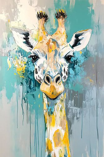 Kleurrijk giraffe schilderij op canvas