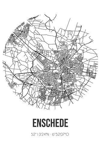 Enschede (Overijssel) | Karte | Schwarz und Weiß