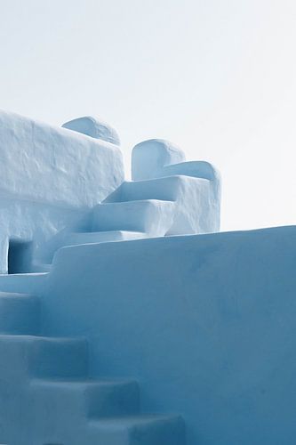 Minimalistisch blauw gebouw in Griekenland | fine art fotoprint