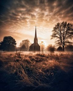 Kapelle im Sonnenuntergang