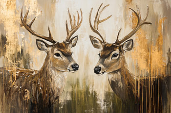 Cerf avec accents dorés