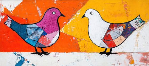 Lila und weißer Vogel