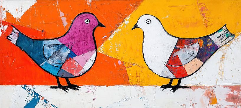 Lila und weißer Vogel von ARTEO Gemälde