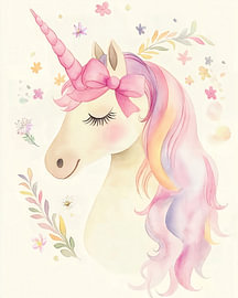 Pink Unicorn Princess with Bow by Gentle Echoes