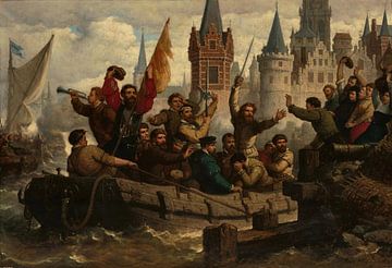 Hendrik Frans Schaefels, Terugkeer van de krijgers na het beleg van Antwerpen 1571, 1878 van Atelier Liesjes