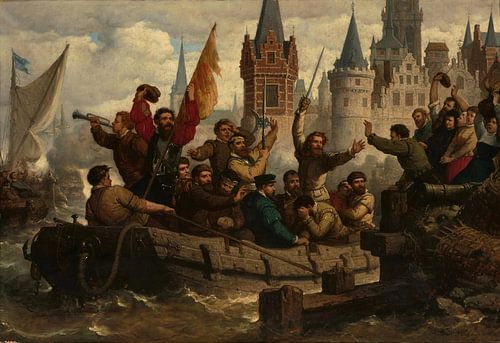Hendrik Frans Schaefels, Terugkeer van de krijgers na het beleg van Antwerpen 1571, 1878