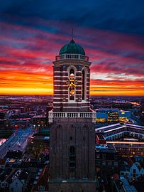 Der Peperbus in Zwolle bei Sonnenuntergang