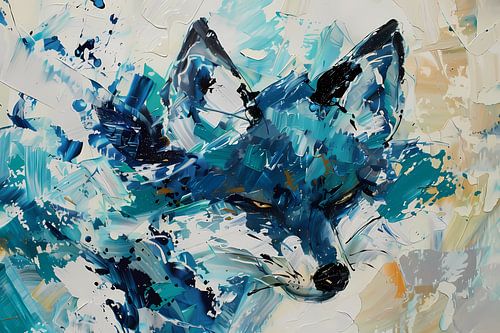 Abstract schilderij van een kleurrijke vos